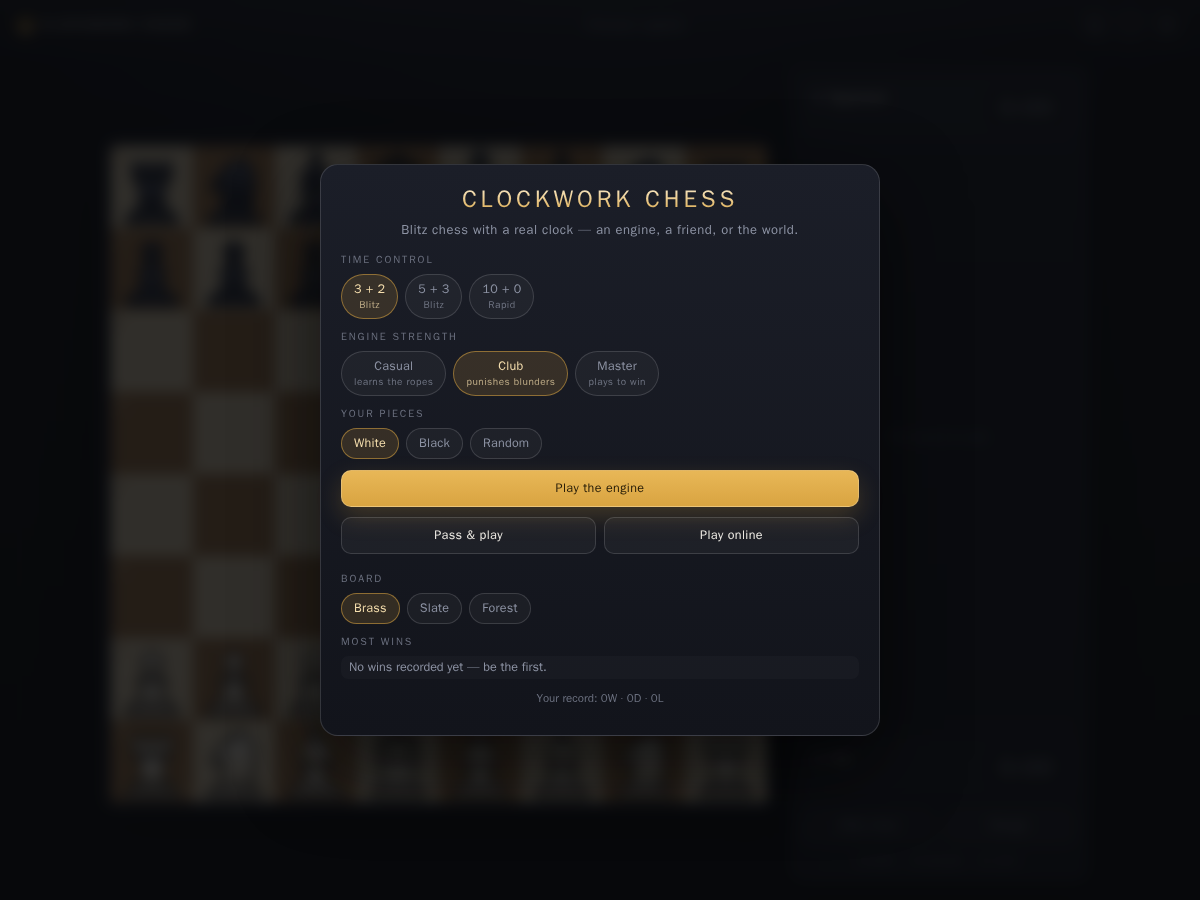 Screenshot of Clockwork Chess